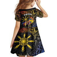 Philippines Sarimanok Family Matching Long Sleeve Bodycon Dress and Hawaiian Shirt Papanok Legendary Bird Okir Polynesian Pattern