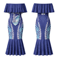 Northland 2026 Rugby Custom Family Matching Mermaid Dress and Hawaiian Shirt NZ Maori Silver Fern LT14 Mom's Dress Blue - Polynesian Pride