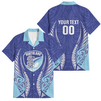 Northland 2026 Rugby Custom Family Matching Mermaid Dress and Hawaiian Shirt NZ Maori Silver Fern LT14 Dad's Shirt - Short Sleeve Blue - Polynesian Pride