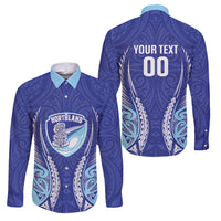 Northland 2026 Rugby Custom Family Matching Mermaid Dress and Hawaiian Shirt NZ Maori Silver Fern LT14 Dad's Shirt - Long Sleeve Blue - Polynesian Pride