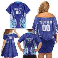 Northland 2026 Rugby Custom Family Matching Off Shoulder Short Dress and Hawaiian Shirt NZ Maori Silver Fern