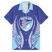 Northland 2026 Rugby Custom Family Matching Off Shoulder Short Dress and Hawaiian Shirt NZ Maori Silver Fern LT14 Dad's Shirt - Short Sleeve Blue - Polynesian Pride