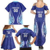 Northland 2026 Rugby Custom Family Matching Summer Maxi Dress and Hawaiian Shirt NZ Maori Silver Fern LT14 Mom's Dress Blue - Polynesian Pride