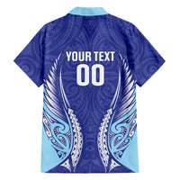 Northland 2026 Rugby Custom Family Matching Tank Maxi Dress and Hawaiian Shirt NZ Maori Silver Fern LT14 Dad's Shirt - Long Sleeve Blue - Polynesian Pride