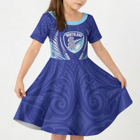 Northland 2026 Rugby Custom Kid Short Sleeve Dress NZ Maori Silver Fern LT14 KID Blue - Polynesian Pride