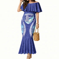 Northland 2026 Rugby Custom Mermaid Dress NZ Maori Silver Fern LT14 Women Blue - Polynesian Pride