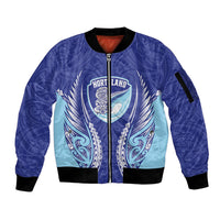 Northland 2026 Rugby Custom Sleeve Zip Bomber Jacket NZ Maori Silver Fern LT14 Unisex Blue - Polynesian Pride