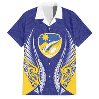 Otago 2026 Rugby Custom Family Matching Long Sleeve Bodycon Dress and Hawaiian Shirt NZ Maori Silver Fern LT14 Dad's Shirt - Short Sleeve Blue - Polynesian Pride