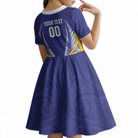 Otago 2026 Rugby Custom Kid Short Sleeve Dress NZ Maori Silver Fern LT14 - Polynesian Pride