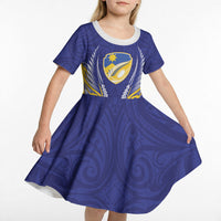 Otago 2026 Rugby Custom Kid Short Sleeve Dress NZ Maori Silver Fern LT14 - Polynesian Pride