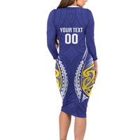 Otago 2026 Rugby Custom Long Sleeve Bodycon Dress NZ Maori Silver Fern LT14 - Polynesian Pride