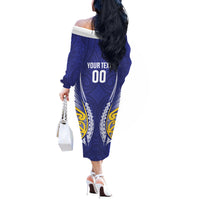 Otago 2026 Rugby Custom Off The Shoulder Long Sleeve Dress NZ Maori Silver Fern LT14 - Polynesian Pride
