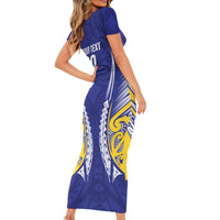 Otago 2026 Rugby Custom Short Sleeve Bodycon Dress NZ Maori Silver Fern LT14 - Polynesian Pride