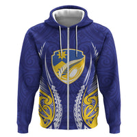 Otago 2026 Rugby Custom Zip Hoodie NZ Maori Silver Fern LT14 Zip Hoodie Blue - Polynesian Pride
