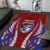 Southland 2026 Rugby Custom Area Rug NZ Maori Silver Fern LT14 Maroon - Polynesian Pride