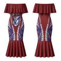 Southland 2026 Rugby Custom Family Matching Mermaid Dress and Hawaiian Shirt NZ Maori Silver Fern LT14 Mom's Dress Maroon - Polynesian Pride