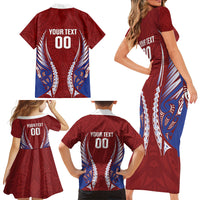 Southland 2026 Rugby Custom Family Matching Short Sleeve Bodycon Dress and Hawaiian Shirt NZ Maori Silver Fern LT14 Mom's Dress Maroon - Polynesian Pride