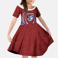 Southland 2026 Rugby Custom Kid Short Sleeve Dress NZ Maori Silver Fern LT14 KID Maroon - Polynesian Pride
