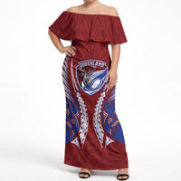 Southland 2026 Rugby Custom Off Shoulder Maxi Dress NZ Maori Silver Fern LT14 Women Maroon - Polynesian Pride
