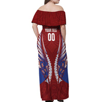 Southland 2026 Rugby Custom Off Shoulder Maxi Dress NZ Maori Silver Fern LT14 - Polynesian Pride