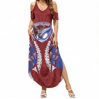 Southland 2026 Rugby Custom Summer Maxi Dress NZ Maori Silver Fern LT14 Women Maroon - Polynesian Pride