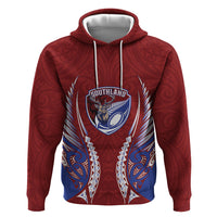 Southland 2026 Rugby Custom Zip Hoodie NZ Maori Silver Fern LT14 Pullover Hoodie Maroon - Polynesian Pride