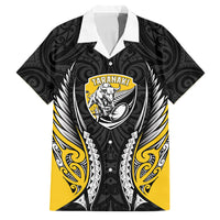 Taranaki 2026 Rugby Custom Family Matching Mermaid Dress and Hawaiian Shirt NZ Maori Silver Fern LT14 Dad's Shirt - Short Sleeve Black - Polynesian Pride