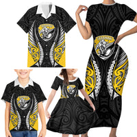 Taranaki 2026 Rugby Custom Family Matching Short Sleeve Bodycon Dress and Hawaiian Shirt NZ Maori Silver Fern LT14 - Polynesian Pride