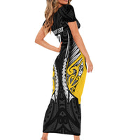 Taranaki 2026 Rugby Custom Family Matching Short Sleeve Bodycon Dress and Hawaiian Shirt NZ Maori Silver Fern