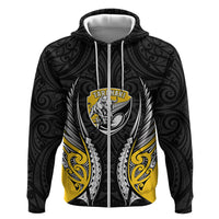 Taranaki 2026 Rugby Custom Hoodie NZ Maori Silver Fern LT14 Zip Hoodie Black - Polynesian Pride