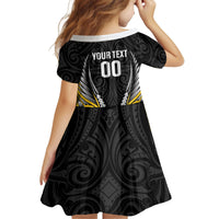 Taranaki 2026 Rugby Custom Kid Short Sleeve Dress NZ Maori Silver Fern LT14 - Polynesian Pride