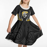 Taranaki 2026 Rugby Custom Kid Short Sleeve Dress NZ Maori Silver Fern LT14 - Polynesian Pride