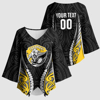 Taranaki 2026 Rugby Custom Kimono Sleeve Blouse NZ Maori Silver Fern