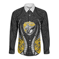 Taranaki 2026 Rugby Custom Long Sleeve Button Shirt NZ Maori Silver Fern LT14 Unisex Black - Polynesian Pride