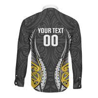 Taranaki 2026 Rugby Custom Long Sleeve Button Shirt NZ Maori Silver Fern LT14 - Polynesian Pride