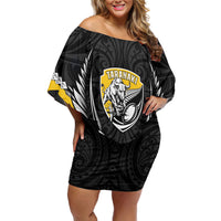 Taranaki 2026 Rugby Custom Off Shoulder Short Dress NZ Maori Silver Fern