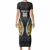 Taranaki 2026 Rugby Custom Short Sleeve Bodycon Dress NZ Maori Silver Fern LT14 - Polynesian Pride