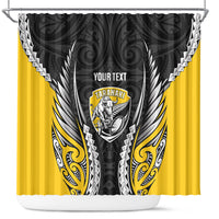 Taranaki 2026 Rugby Custom Shower Curtain NZ Maori Silver Fern LT14 Black - Polynesian Pride