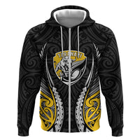 Taranaki 2026 Rugby Custom Zip Hoodie NZ Maori Silver Fern LT14 Zip Hoodie Black - Polynesian Pride