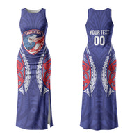 Tasman Bay 2026 Rugby Custom Couples Matching Tank Maxi Dress and Long Sleeve Button Shirt NZ Maori Silver Fern LT14 - Polynesian Pride
