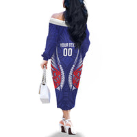 Tasman Bay 2026 Rugby Custom Family Matching Off The Shoulder Long Sleeve Dress and Hawaiian Shirt NZ Maori Silver Fern