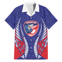 Tasman Bay 2026 Rugby Custom Family Matching Off Shoulder Short Dress and Hawaiian Shirt NZ Maori Silver Fern LT14 Dad's Shirt - Short Sleeve Blue - Polynesian Pride