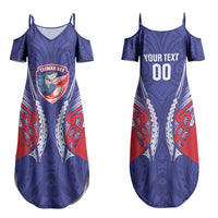 Tasman Bay 2026 Rugby Custom Family Matching Summer Maxi Dress and Hawaiian Shirt NZ Maori Silver Fern LT14 Mom's Dress Blue - Polynesian Pride
