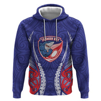 Tasman Bay 2026 Rugby Custom Hoodie NZ Maori Silver Fern LT14 Pullover Hoodie Blue - Polynesian Pride