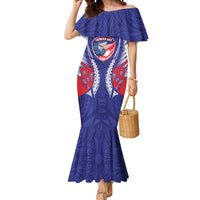Tasman Bay 2026 Rugby Custom Mermaid Dress NZ Maori Silver Fern LT14 Women Blue - Polynesian Pride