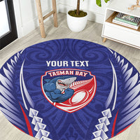 Tasman Bay 2026 Rugby Custom Round Carpet NZ Maori Silver Fern LT14 Blue - Polynesian Pride