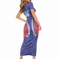 Tasman Bay 2026 Rugby Custom Short Sleeve Bodycon Dress NZ Maori Silver Fern LT14 - Polynesian Pride