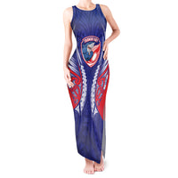 Tasman Bay 2026 Rugby Custom Tank Maxi Dress NZ Maori Silver Fern LT14 Women Blue - Polynesian Pride