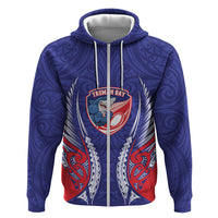 Tasman Bay 2026 Rugby Custom Zip Hoodie NZ Maori Silver Fern LT14 Zip Hoodie Blue - Polynesian Pride