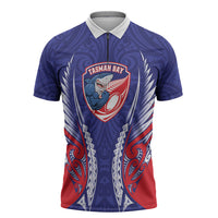Tasman Bay 2026 Rugby Custom Zipper Polo Shirt NZ Maori Silver Fern LT14 Blue - Polynesian Pride